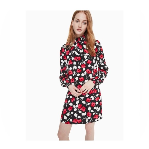 Kate Spade Vintage Fleur Crepe Pink/Red Floral Mini Dress-Women Size XSm… - Picture 9 of 10